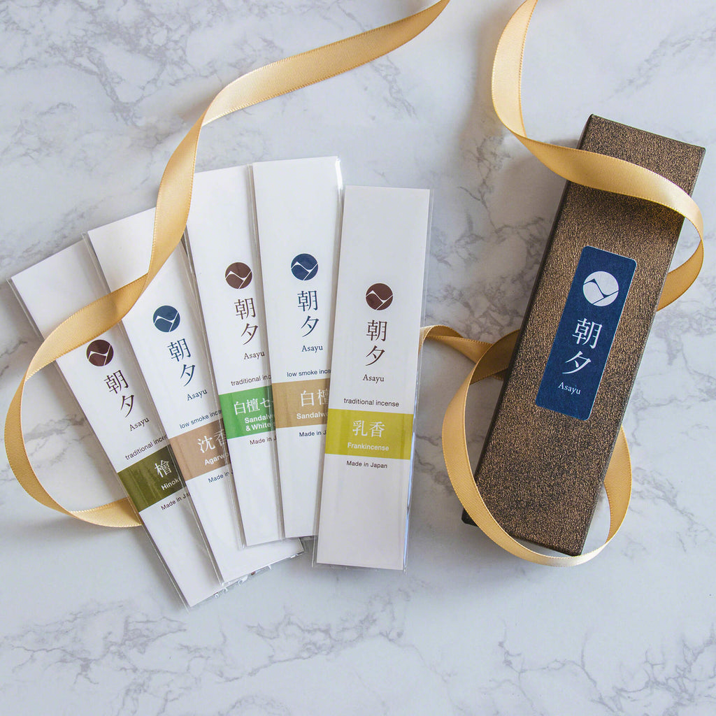 100% Natural Incense Sticks Assortment, Set of 5 Scents: Sandalwood, Agarwood, Cypress, White Sage, Frankincense