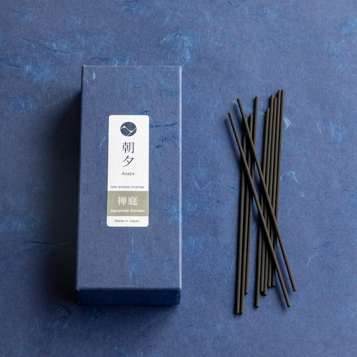Box of Asayu Japanese Zen Garden Low Smoke incense with sticks outside