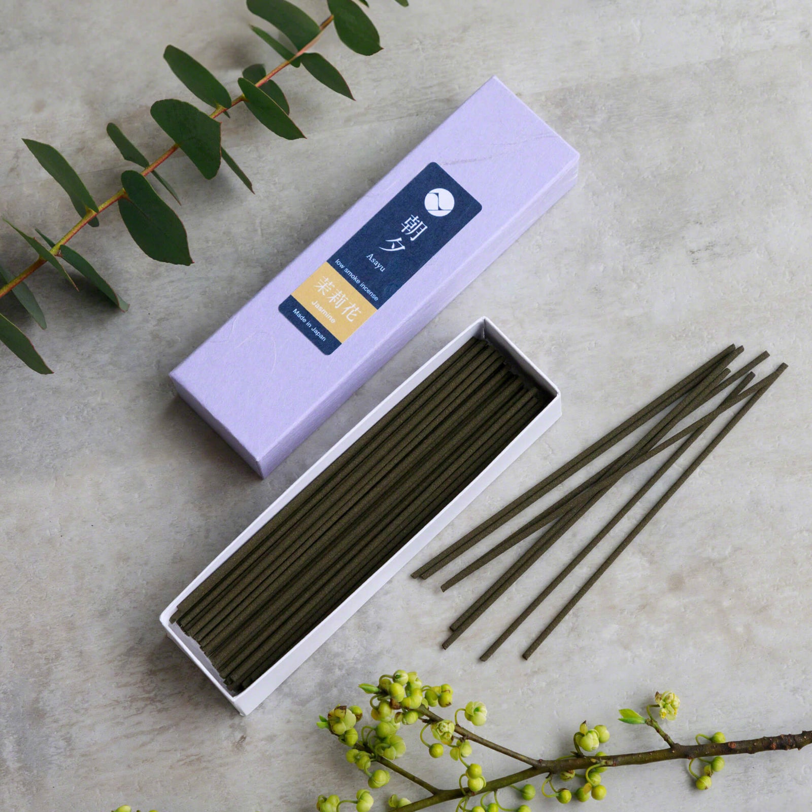 20g Box of jasmine incense sticks opened in display