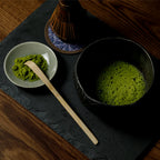 Matcha Tea Powder and a bowl with matcha drink