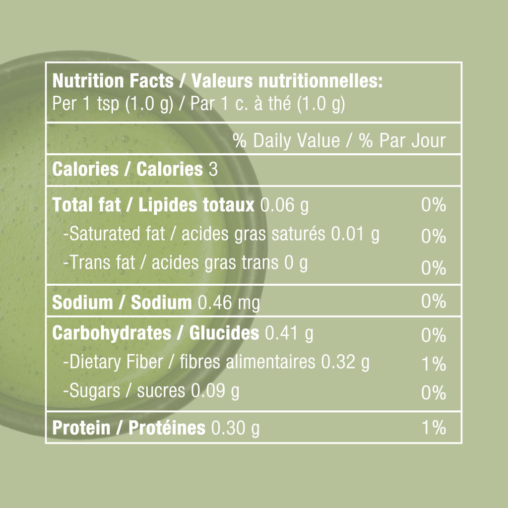 Moringa Matcha Powder Nutrition facts