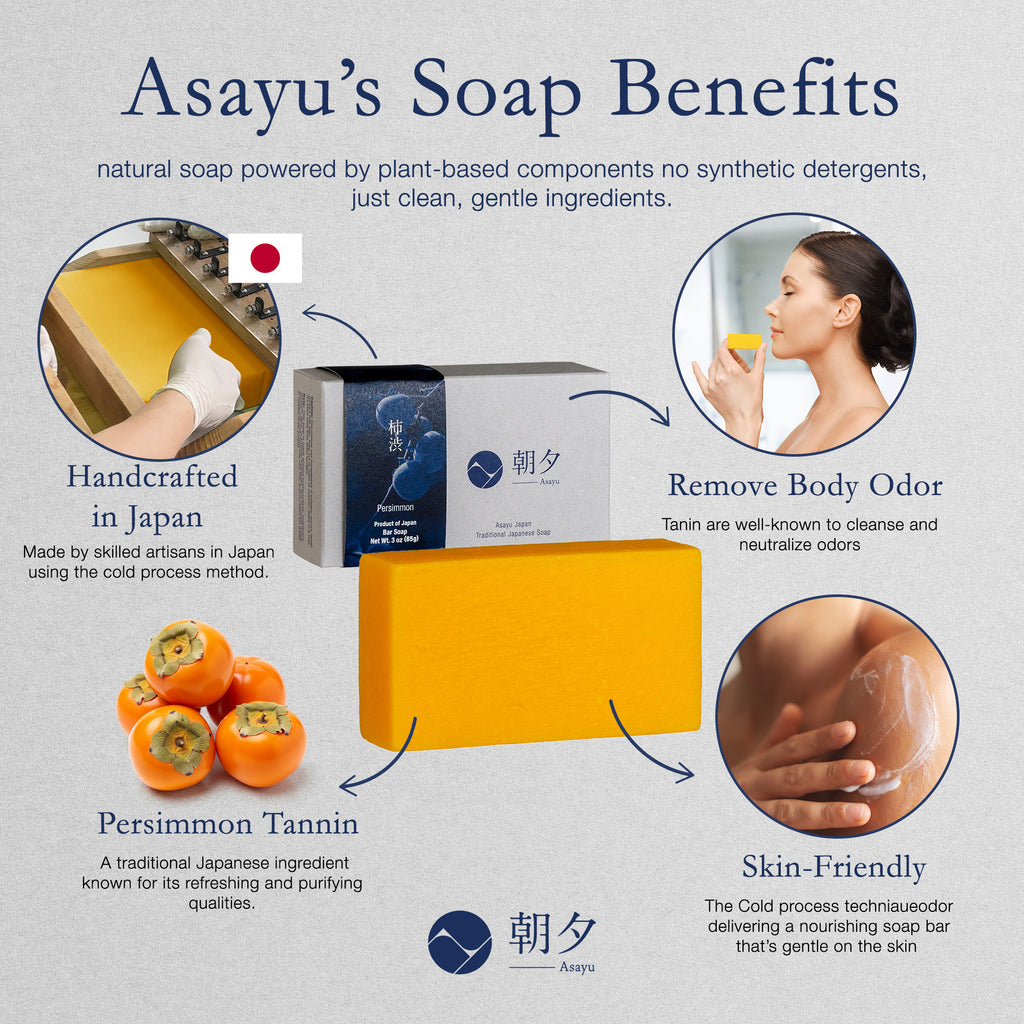 Natural Persimmon Body Soap - 1 Bar, 85g, Cold Press