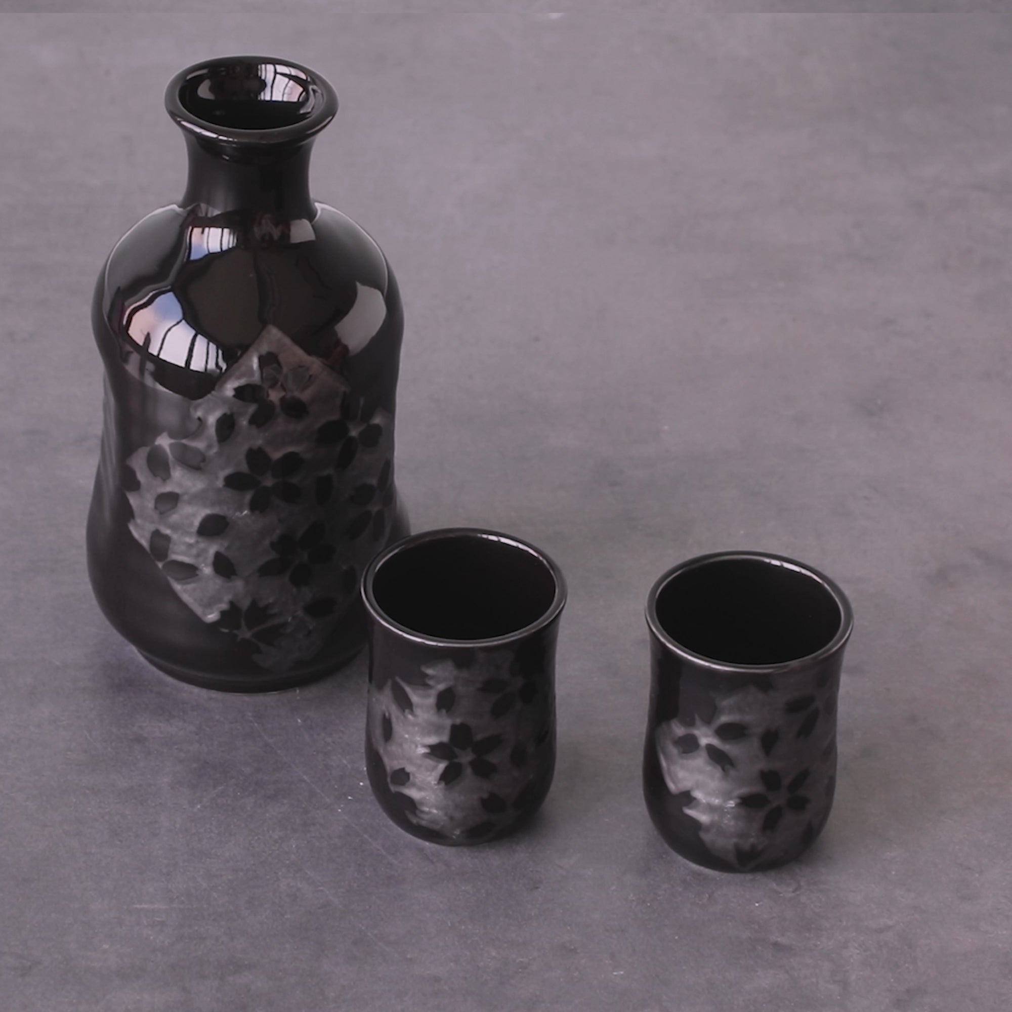 夜櫻黑陶 清酒器套裝