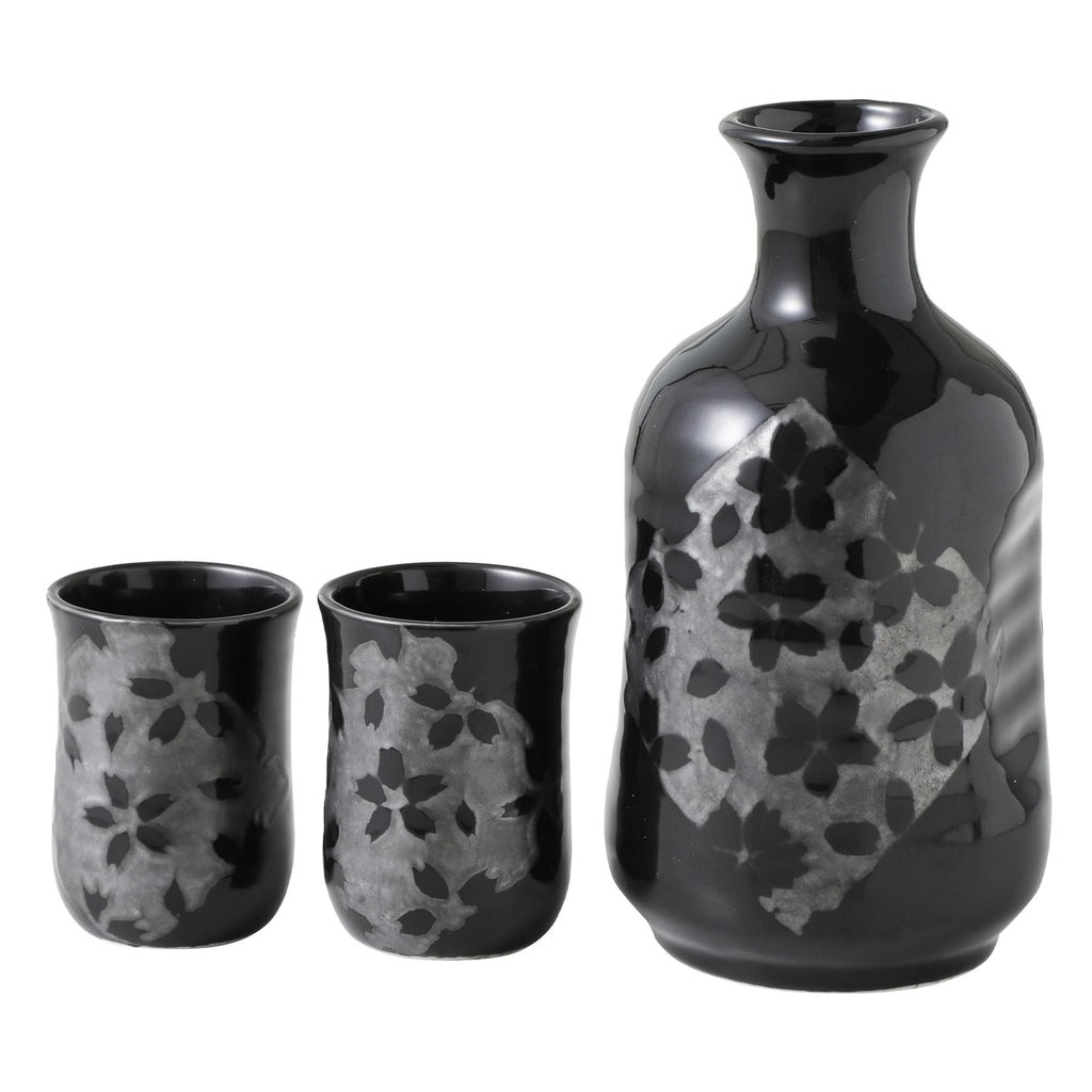 Sake cup set on white background