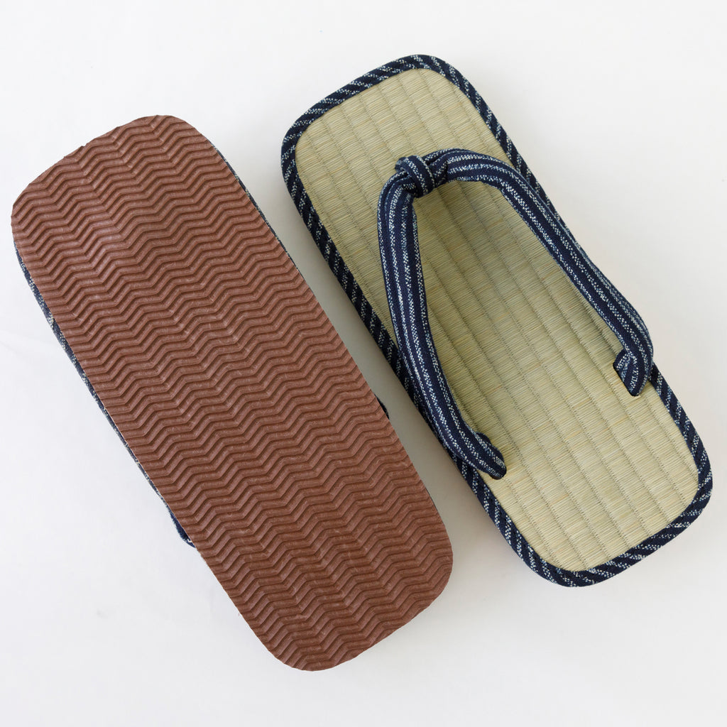 Traditional Japanese Sandals Tatami Setta Zori, Made in Japan - Black Stripes