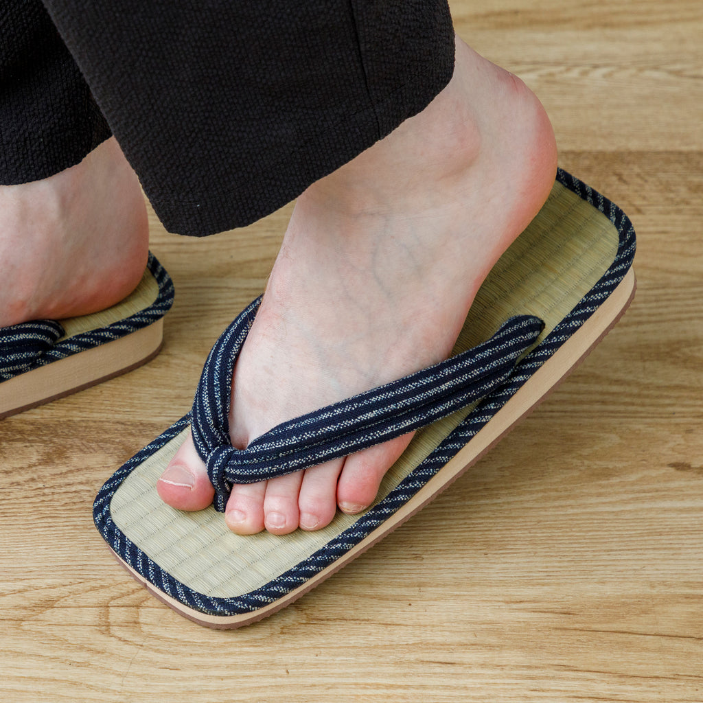 Traditional Japanese Sandals Tatami Setta Zori, Made in Japan - Black Stripes