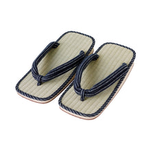 Charger l&#39;image dans la galerie, Traditional Japanese Sandals Tatami Setta Zori, Made in Japan - Black Stripes
