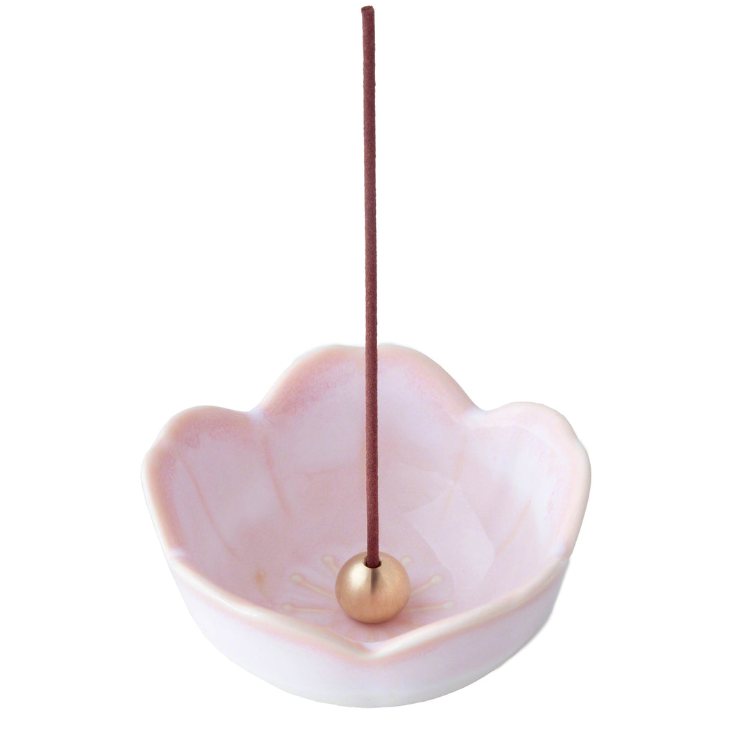 [ Free Shipping all over the continental US, CA, UK ] 100% Made in Japan Asayu Japan Cherry Blossom Pink Mini Sakura Incense Holder with Brass Incense Burner Stand for relaxation, meditation and yoga