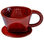 Chrome Red Ceramic Coffee Pour Over Maker Set