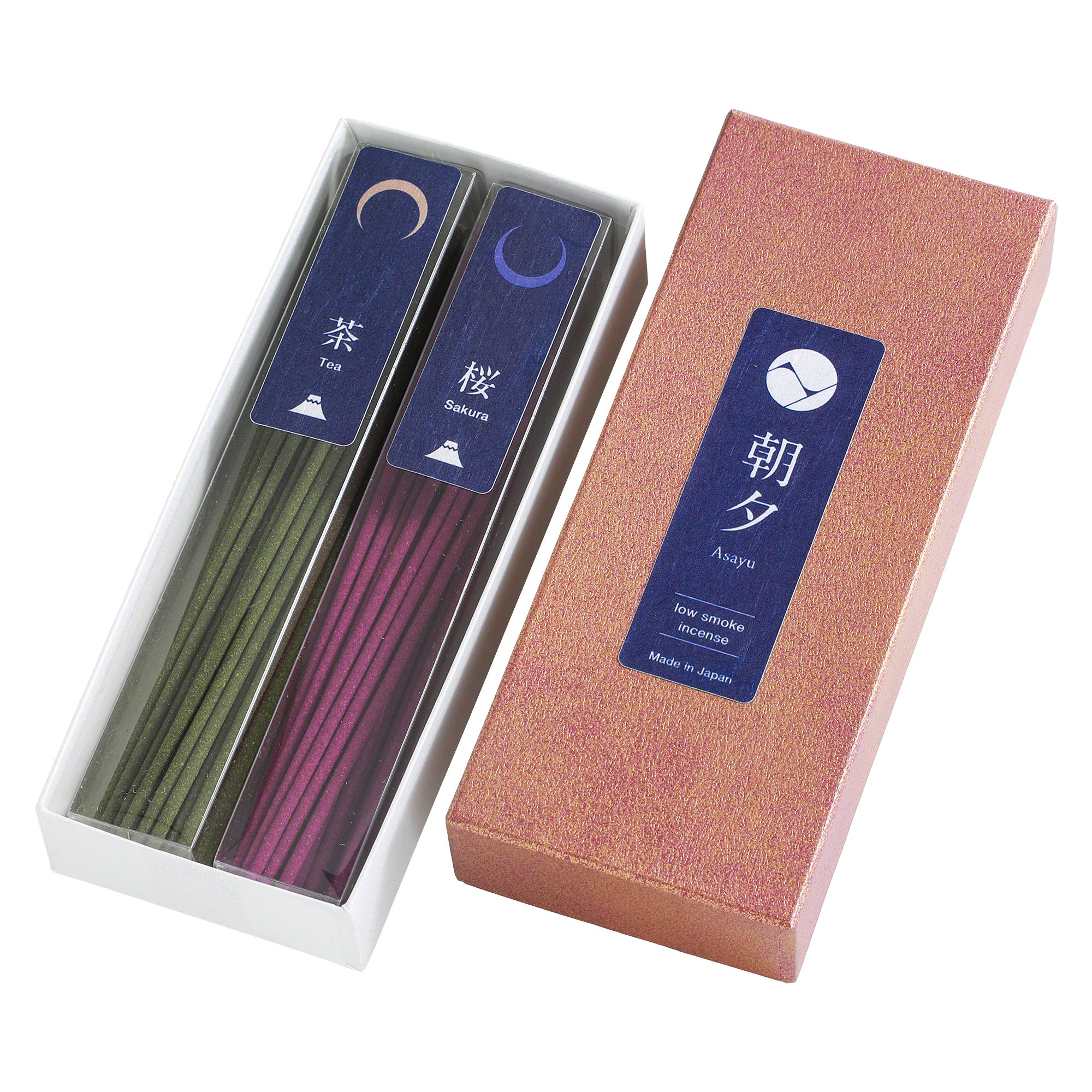 Bâtons d’encens faible fumée 40 g – Coffret senteurs Japon [Thé vert et fleur de cerisier sakura]