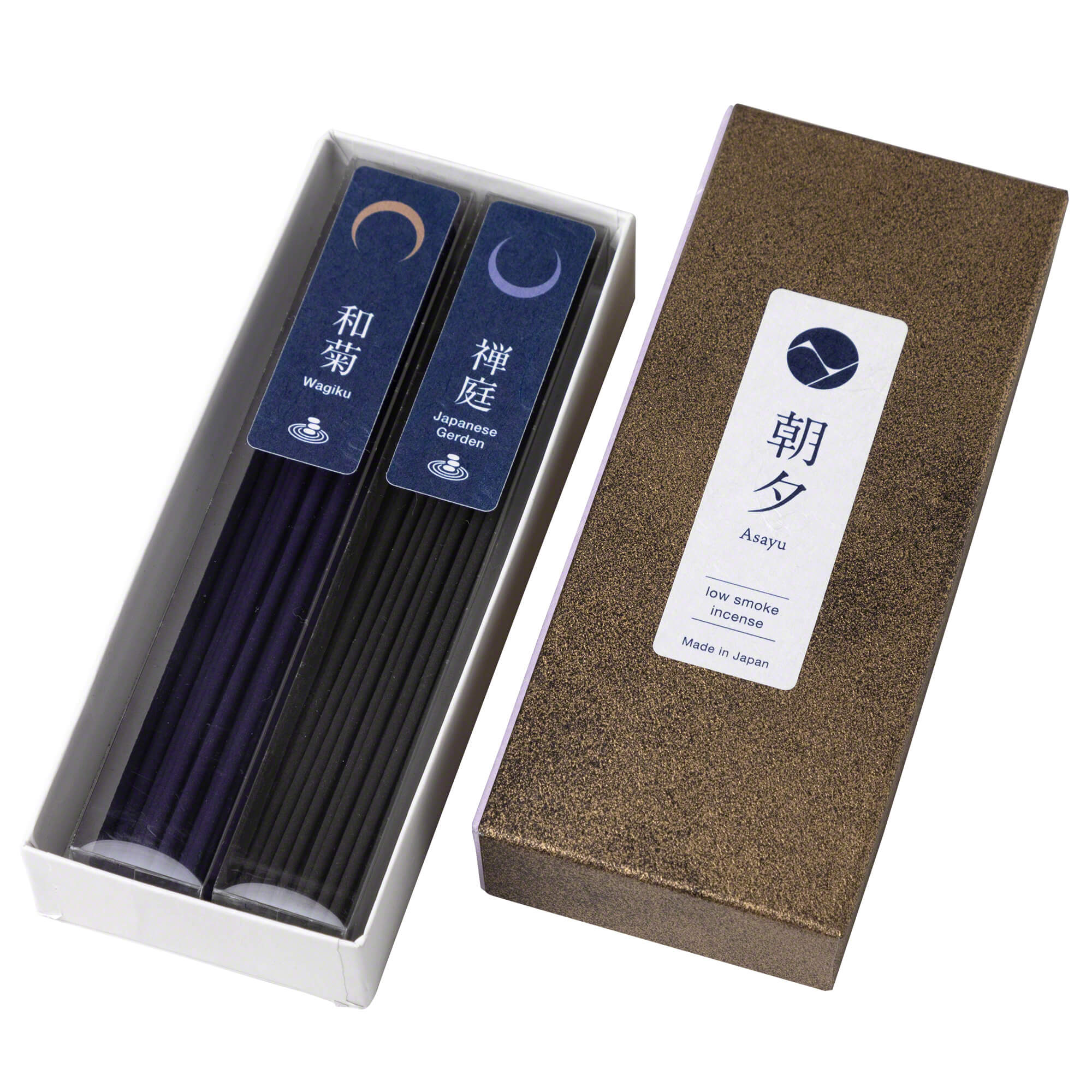 Asayu Japan Low Smoke Incense Sticks 40g Zen Scent Set [ Japanese Garden & Wagiku Chrysanthemum ] Made in Japan