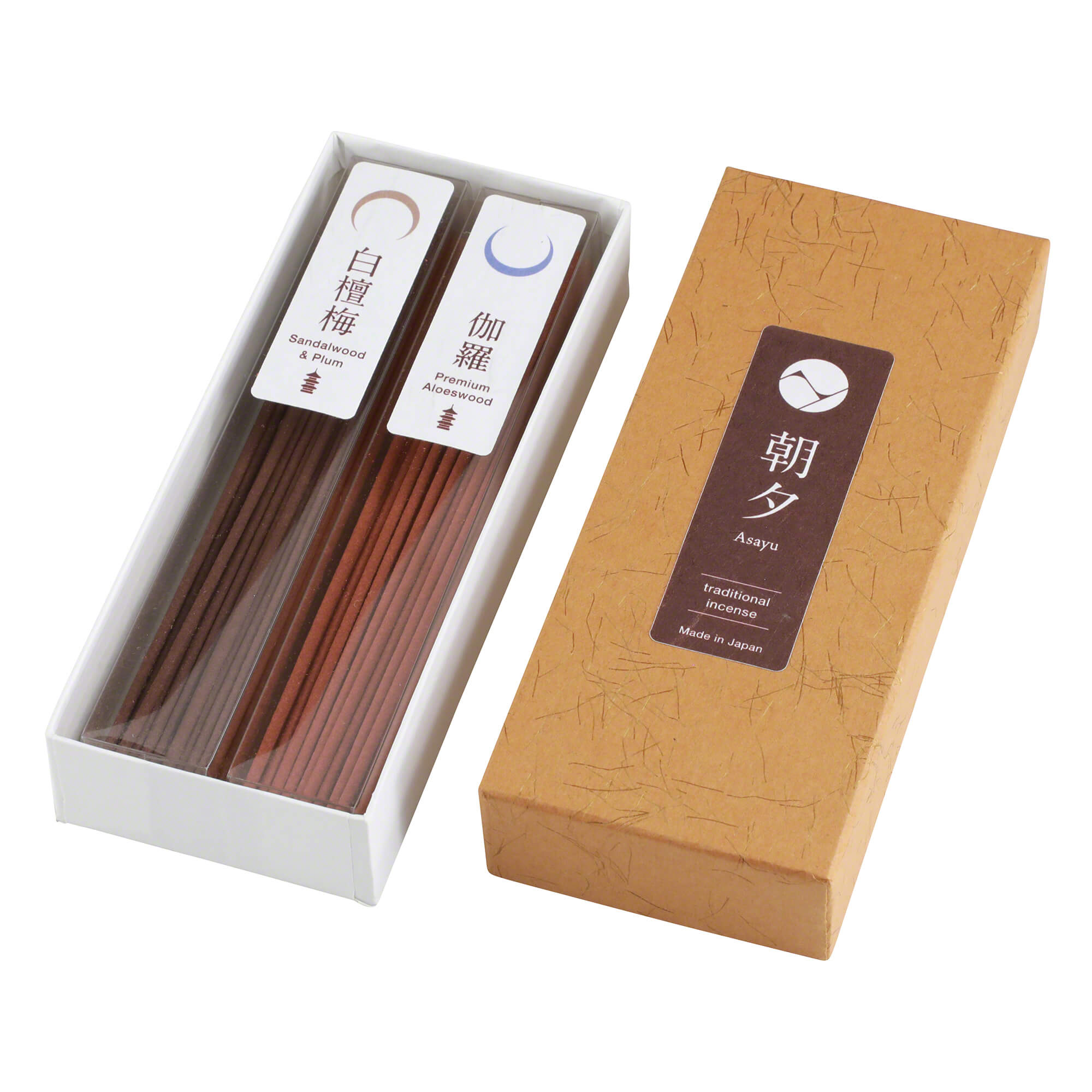 Ensemble d'encens de temple I [mélange bois de santal + prune et bois d'aloès premium] bâtons d'encens traditionnels 40g