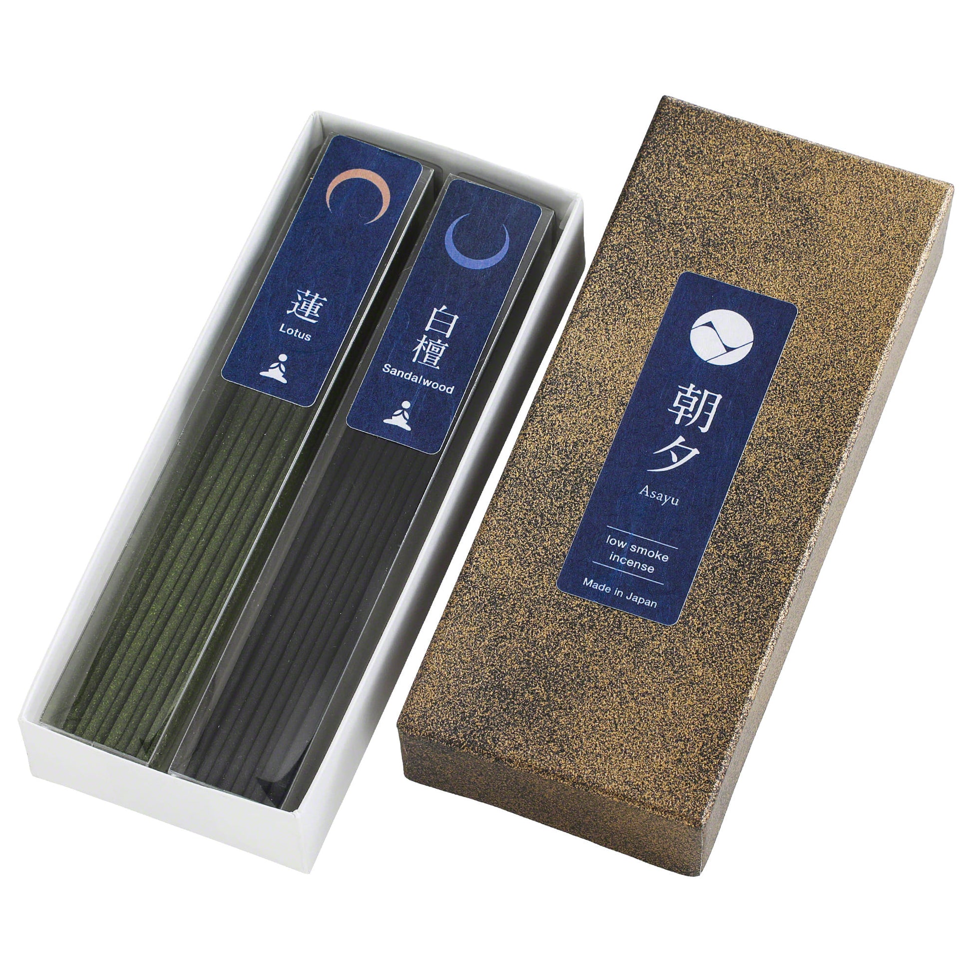[ Free Shipping all over the US ]  100% Made in Japan Low Smoke Incense Gift Set [ Yoga Set (Lotus & Sandalwood) + Navy Blue Lotus Incense Holder ] || Low Smoke Japanese Incense Sticks || Incense holder and burner stand || Incense for Yoga and Meditation