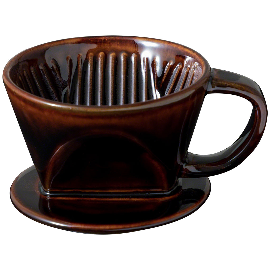[ Free Shipping all over the US ] Asayu Japan || 100% Made in Japan Ceramic Coffee Pour Over Maker Set Chocolate Brown || Ceramic Coffee Dripper Chrome Red || Coffee Dripper Cone || Coffee Mug || IEasy-to-use Pour Over Coffee Dripper || Slow Brewing Paper Filter Holder and Dripper with 3 Holes for Coffee and Tea