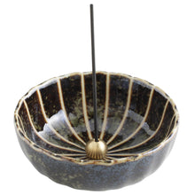 Cargar imagen en el visor de la galería, Asayu Japan Dark Green Lotus Incense Holder with brass stand for incense sticks
