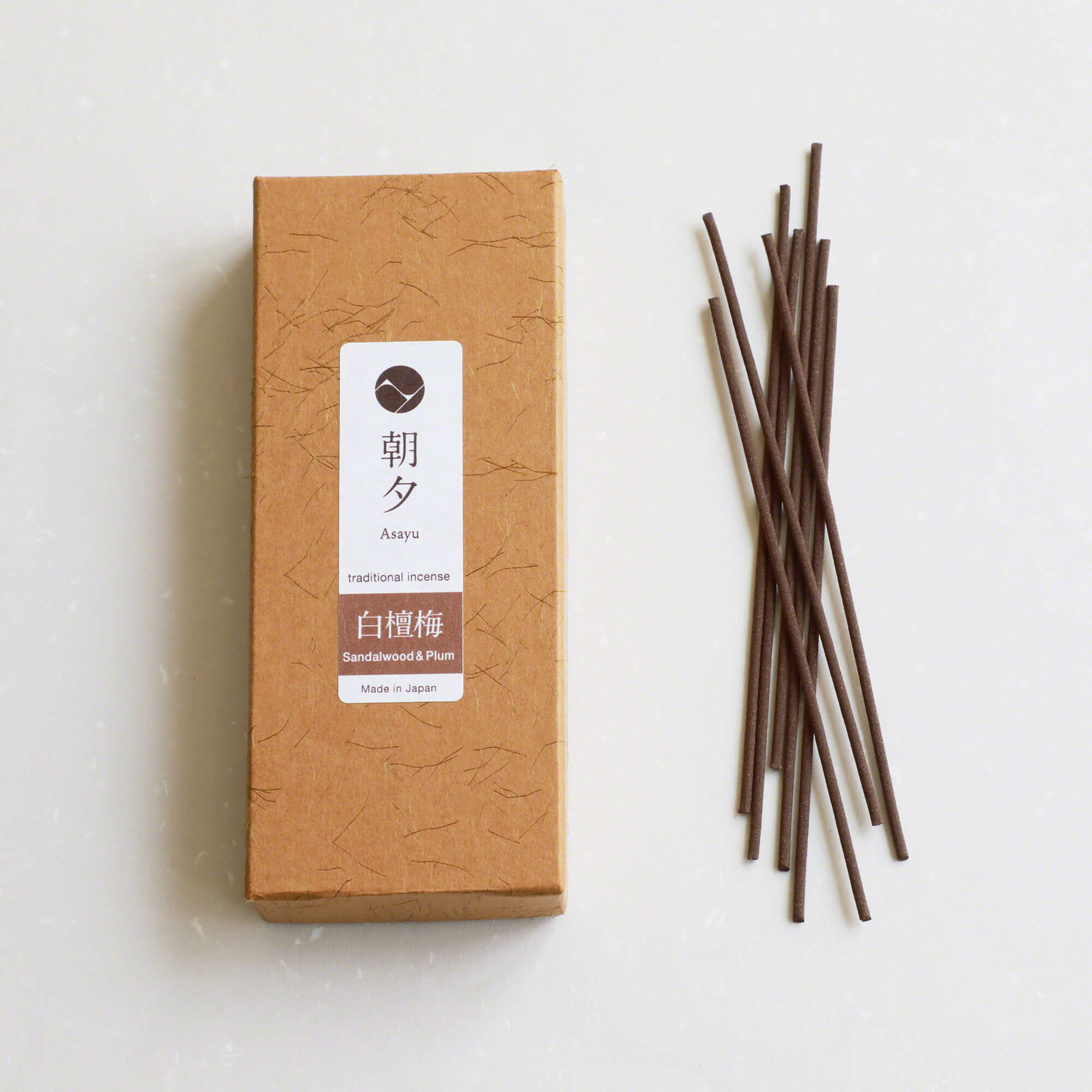 Box of Premium Sandalwood and Plum Traditional Smoke incense with sticks outside