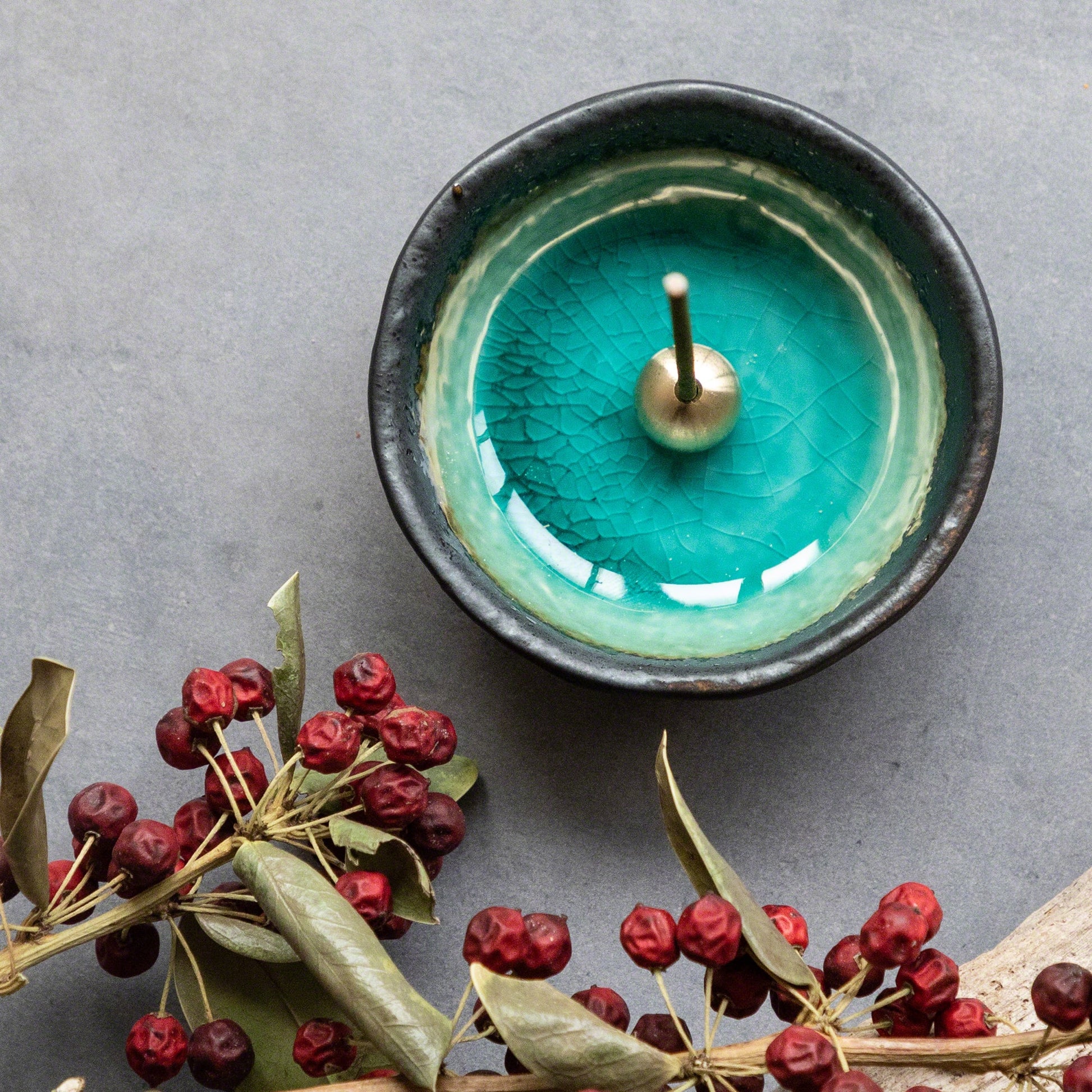 Small Mini Nature Aquamarine Incense Holder Stand stick cone ceramic porcelain handcraft adjustable angle detachable home decor round hole simple elegant yoga relax meditation minimalist