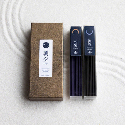 Raucharme Räucherstäbchen 40g Zen-Duft-Set: Wagiku Chrysantheme & Japanischer Garten