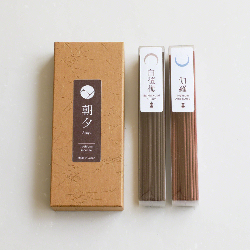 Traditional Incense Sticks 40g Temple Incense Set [ Sandalwood+Plum Blend and Premium Aloeswood ]