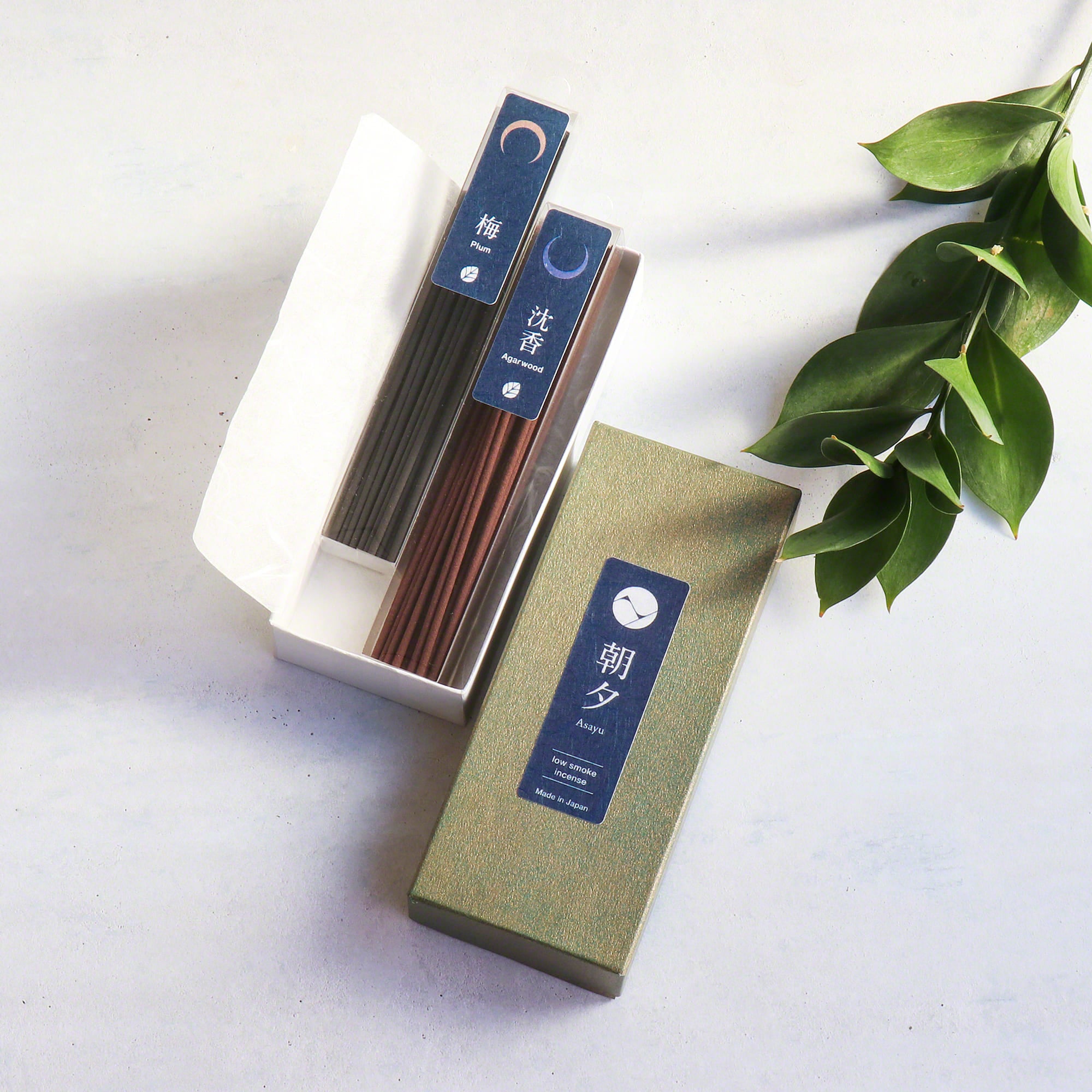 Asayu Japan Low Smoke Incense Sticks 40g Nature Scent Set