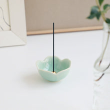 Load image into Gallery viewer, [ Free Shipping in continental US, CA, UK ] 100% Made in Japan Asayu Japan Pale Turquoise Mini Sakura Incense Holder with Brass Incense Burner Stand for relaxation, meditation and yoga
