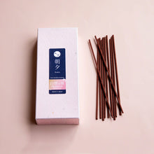 Load image into Gallery viewer, Box of Asayu Japan Premium Sakura Cherry Blossom and Sandalwood Low Smoke incense with sticks outside
