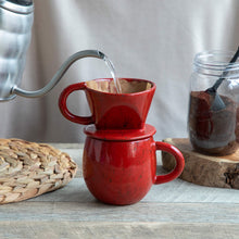 Load image into Gallery viewer, Ceramic Coffee Pour Over Maker Set Chrome Red
