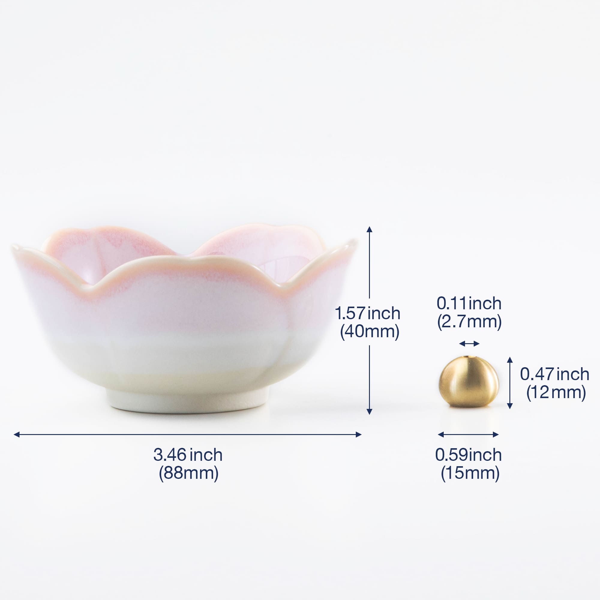 [ Free Shipping all over the continental US, CA, UK ] 100% Made in Japan Asayu Japan Cherry Blossom Pink Mini Sakura Incense Holder with Brass Incense Burner Stand for relaxation, meditation and yoga