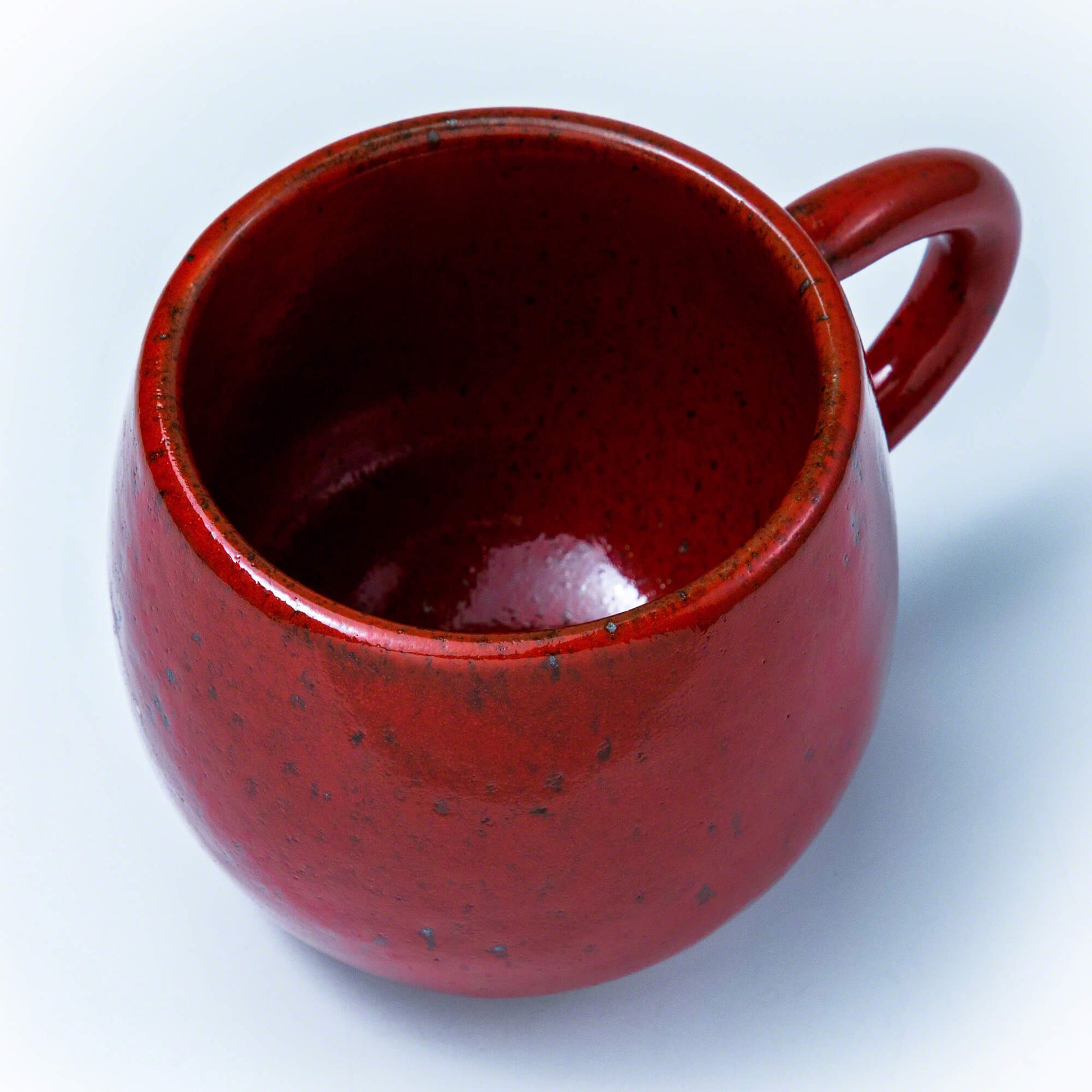 View from the top of the Asayu Japan Ceramic Coffee Mug in chrome red.