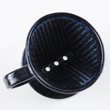 Cargar imagen en el visor de la galería, Asayu Japan Ceramic Coffee Dripper Dark Navy Blue 100% Made in Japan
