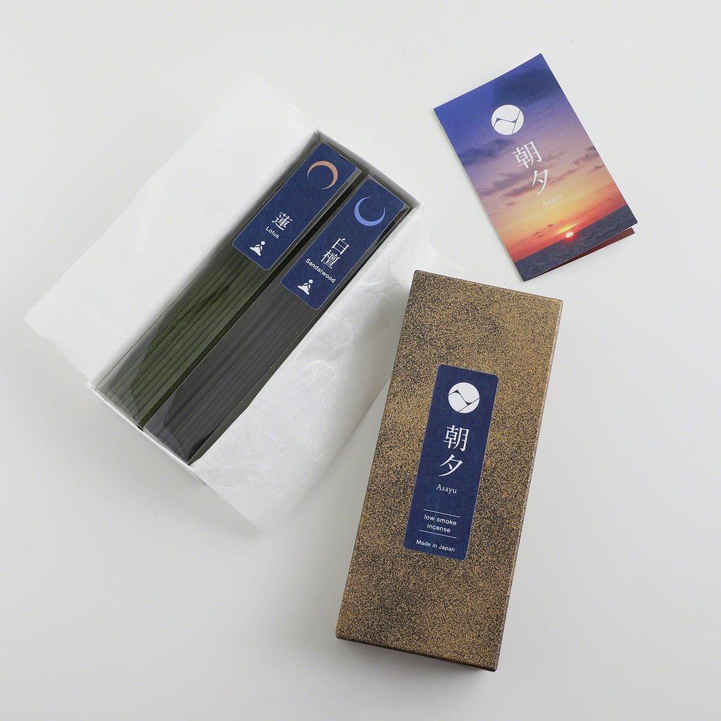 [ Free Shipping all over the US ]  100% Made in Japan Low Smoke Incense Gift Set [ Yoga Set (Lotus & Sandalwood) + Navy Blue Lotus Incense Holder ] || Low Smoke Japanese Incense Sticks || Incense holder and burner stand || Incense for Yoga and Meditation