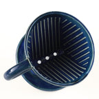 View from the top of the Asayu Japan Ceramic Coffee Dripper Ocean Blue model with the 3 filter holes.