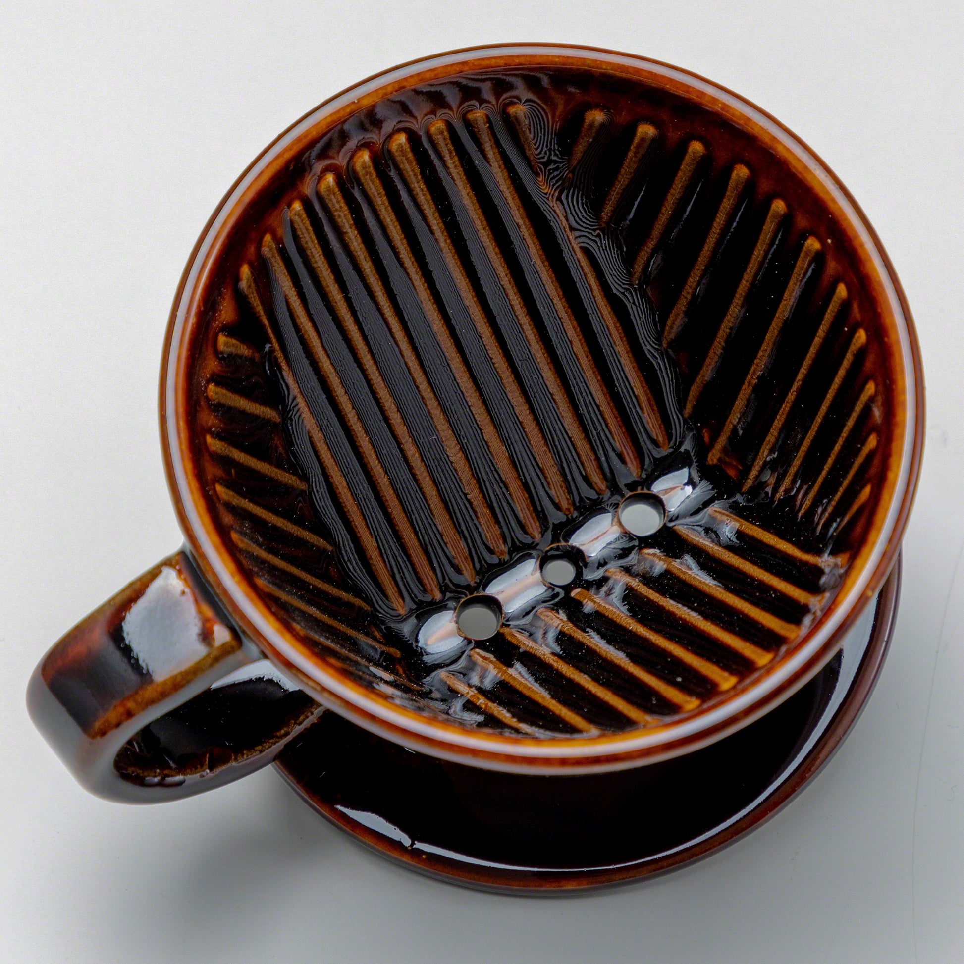 [ Free Shipping all over the US ] Asayu Japan || 100% Made in Japan Ceramic Coffee Pour Over Maker Set Chocolate Brown || Ceramic Coffee Dripper Chrome Red || Coffee Dripper Cone || Coffee Mug || IEasy-to-use Pour Over Coffee Dripper || Slow Brewing Paper Filter Holder and Dripper with 3 Holes for Coffee and Tea