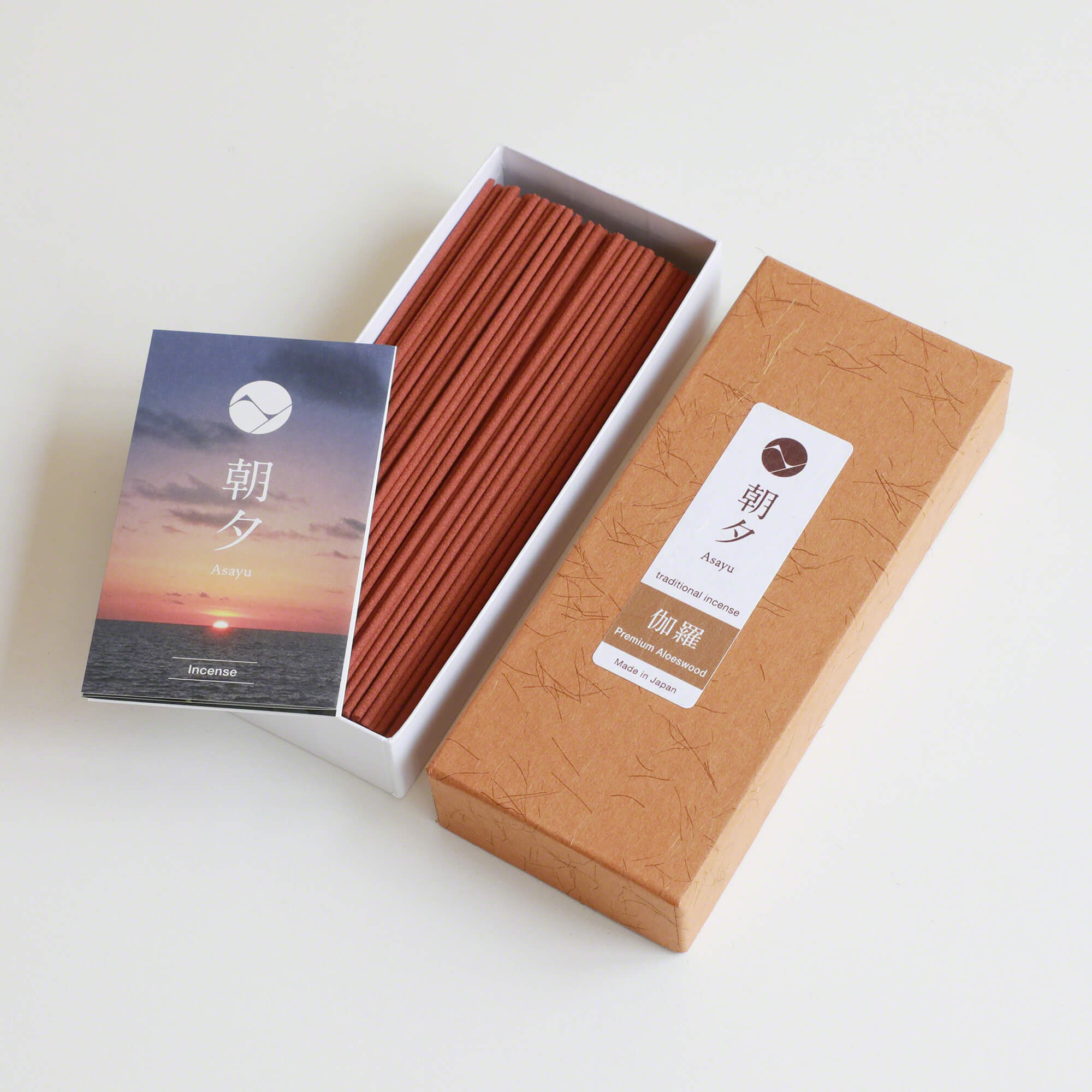Asayu Japan Premium Aloeswood Traditional Incense Sticks box with mini catalogue