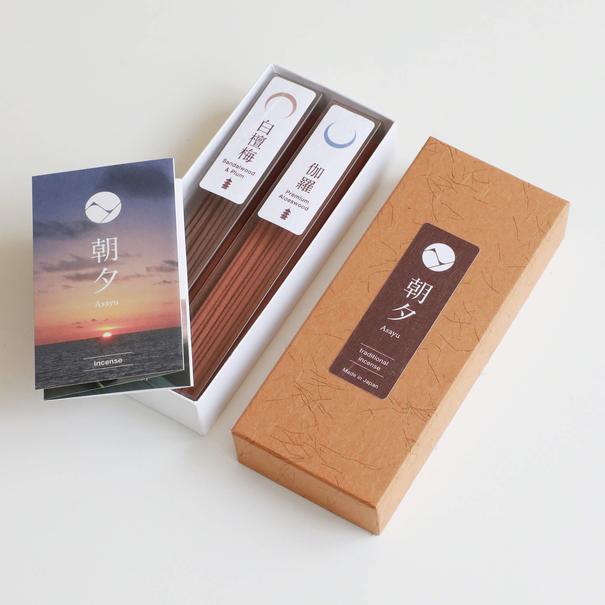 Ensemble d'encens de temple I [mélange bois de santal + prune et bois d'aloès premium] bâtons d'encens traditionnels 40g