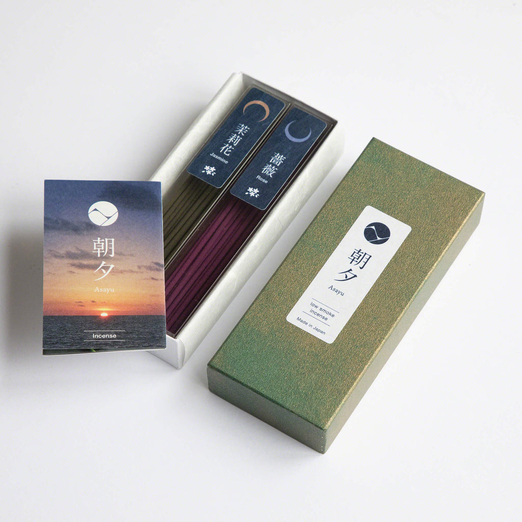 [ Free Shipping all over the US ]  100% Made in Japan Low Smoke Incense Gift Set  [ Floral Set (Jasmine & Rose)  + Mini Nature Aquamarine Incense Holder ] || Low Smoke Japanese Incense Sticks || Incense holder and burner stand || Incense for Yoga and Meditation
