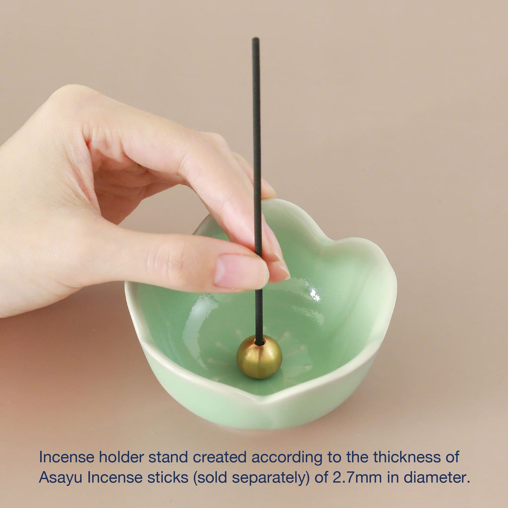 [ Free Shipping in continental US, CA, UK ] 100% Made in Japan Asayu Japan Pale Turquoise Mini Sakura Incense Holder with Brass Incense Burner Stand for relaxation, meditation and yoga