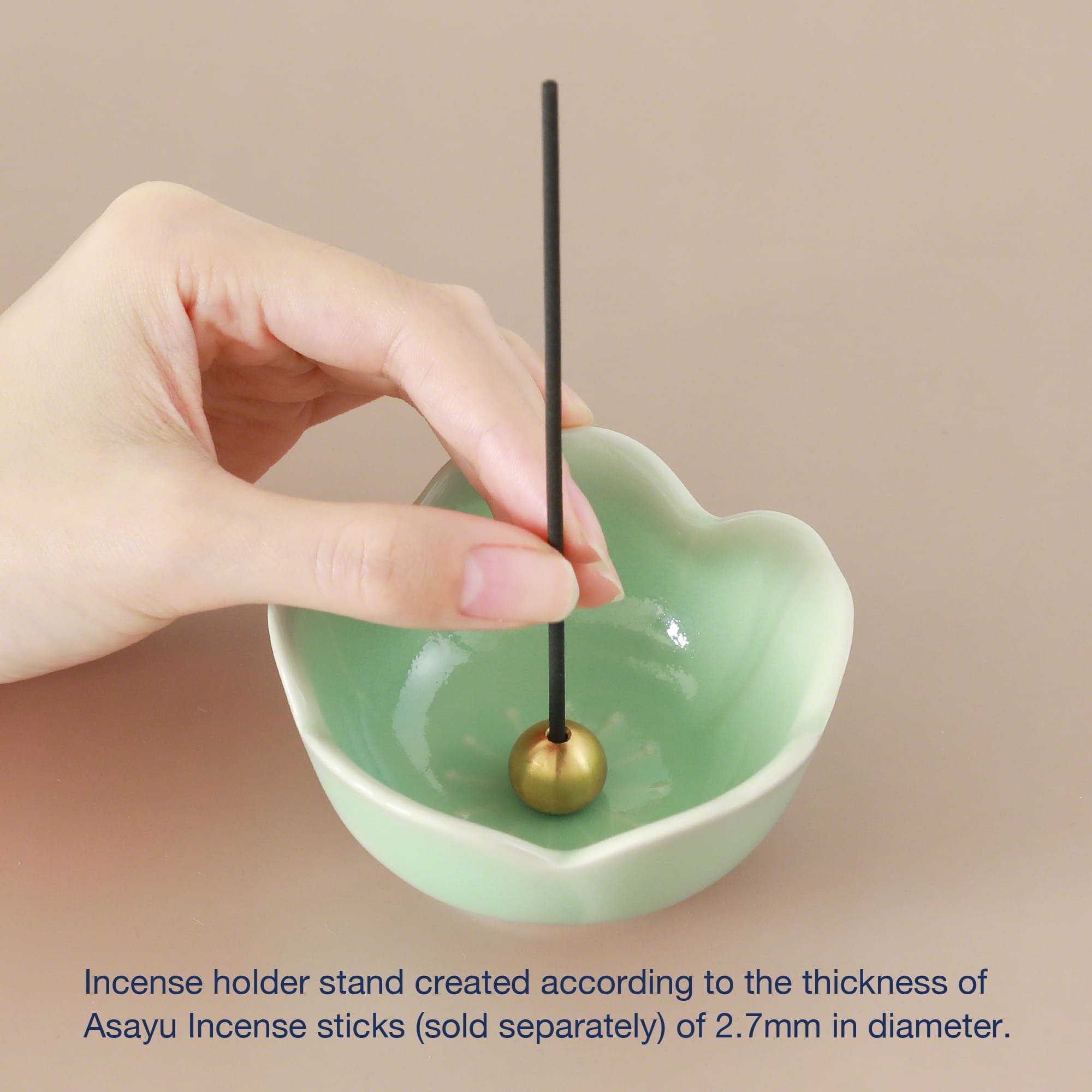 [ Free Shipping in continental US, CA, UK ] 100% Made in Japan Asayu Japan Pale Turquoise Mini Sakura Incense Holder with Brass Incense Burner Stand for relaxation, meditation and yoga