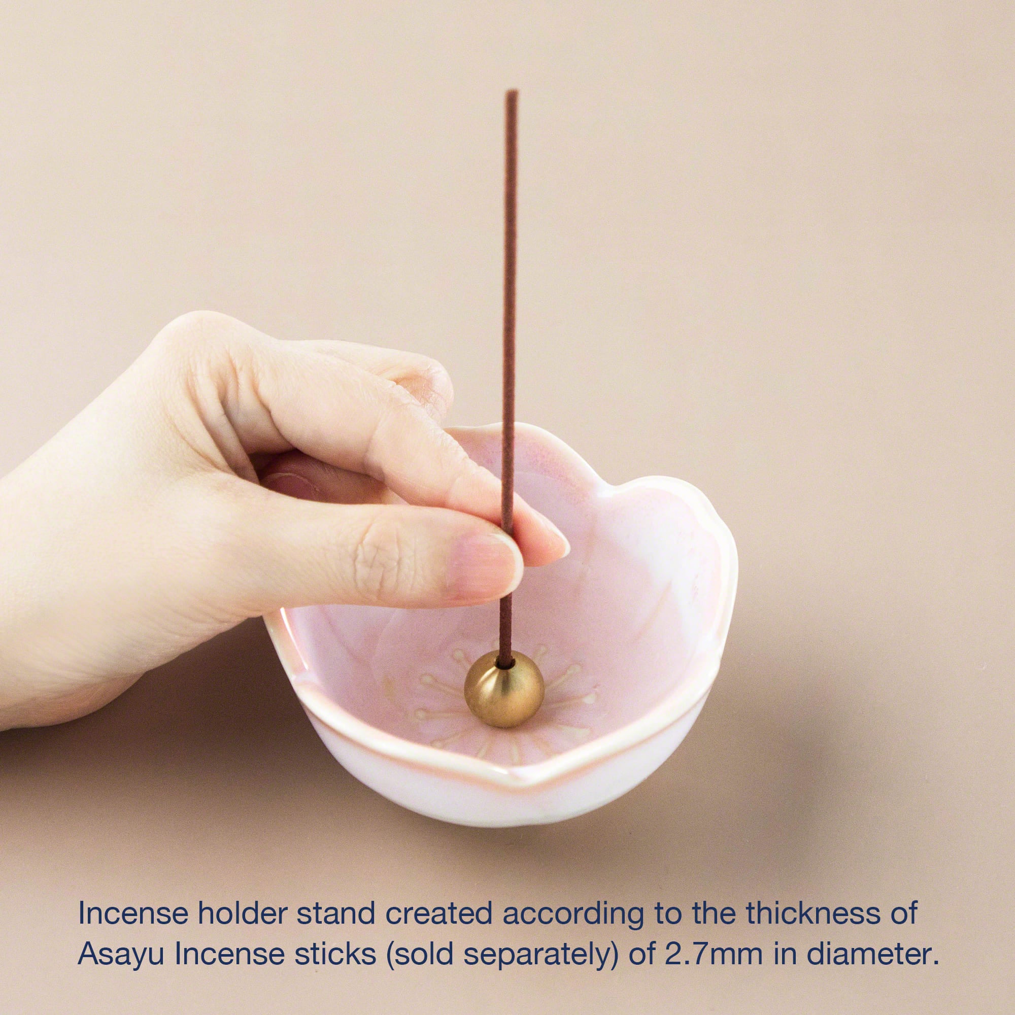 [ Free Shipping all over the continental US, CA, UK ] 100% Made in Japan Asayu Japan Cherry Blossom Pink Mini Sakura Incense Holder with Brass Incense Burner Stand for relaxation, meditation and yoga