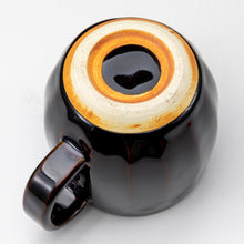 Load image into Gallery viewer, Bottom of the Asayu Japan Ceramic Coffee Mug in chocolate brown.
