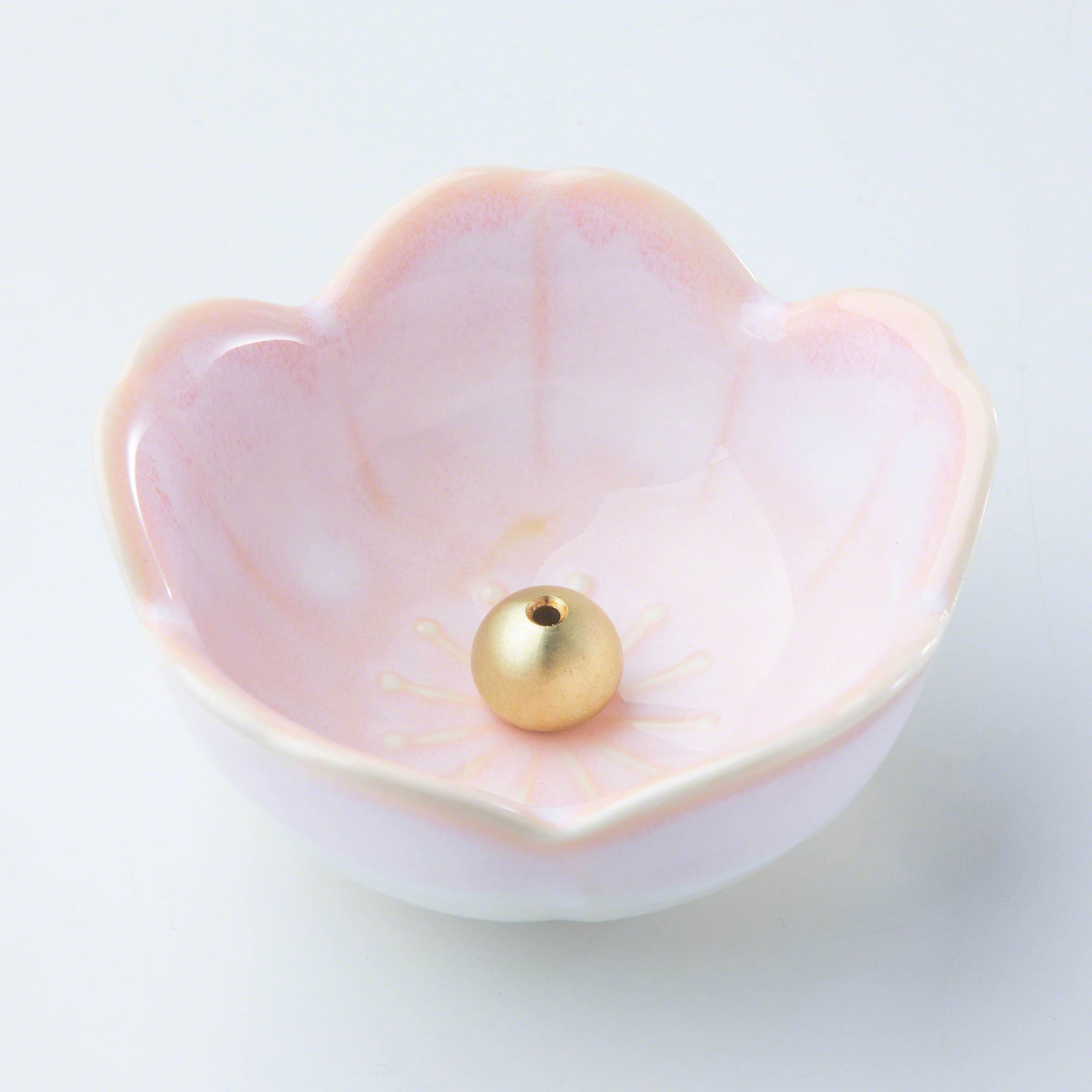 [ Free Shipping all over the continental US, CA, UK ] 100% Made in Japan Asayu Japan Cherry Blossom Pink Mini Sakura Incense Holder with Brass Incense Burner Stand for relaxation, meditation and yoga