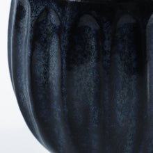 Lade das Bild in den Galerie-Viewer, Close-up of the glaze in the Asayu Japan Ceramic Coffee Mug in dark navy blue.
