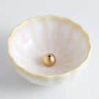 Asayu Japan White and Yellow Mini Lotus Flower Incense Holder with brass stand