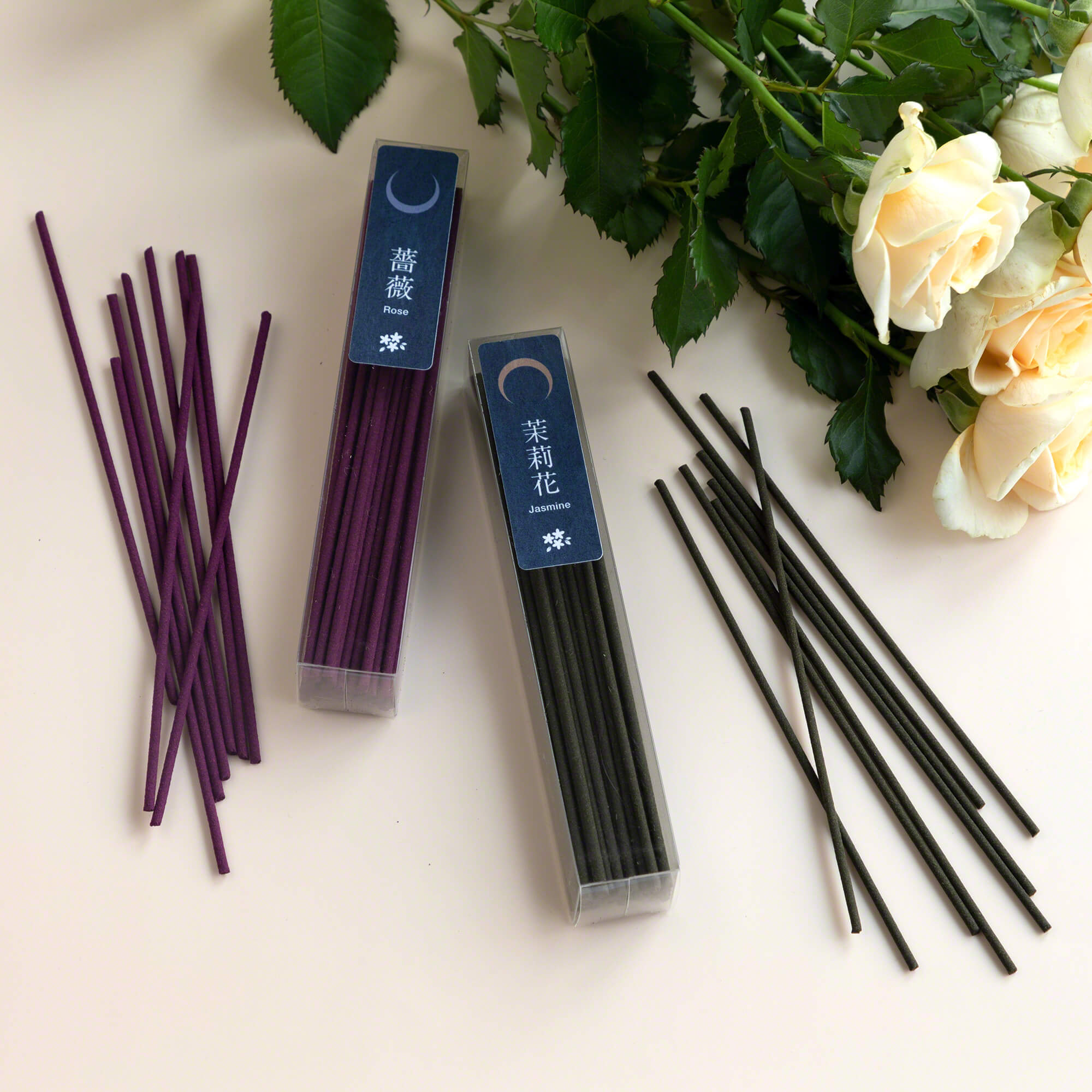 Asayu Japan Low Smoke Incense Sticks 40g Floral Scent Set [ Jasmine and Rose ] Made in Japan