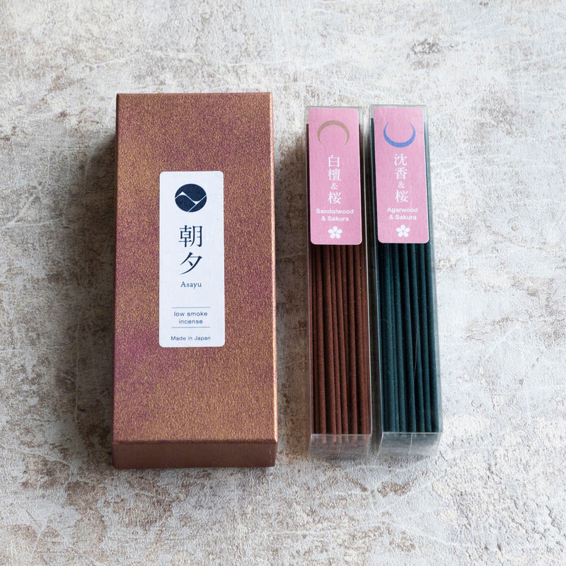 Low Smoke Incense Sticks 40g Premium Sakura Cherry Blossom Set [  Sakura and Sandalwood Blend and Sakura and Agarwood Blend ]