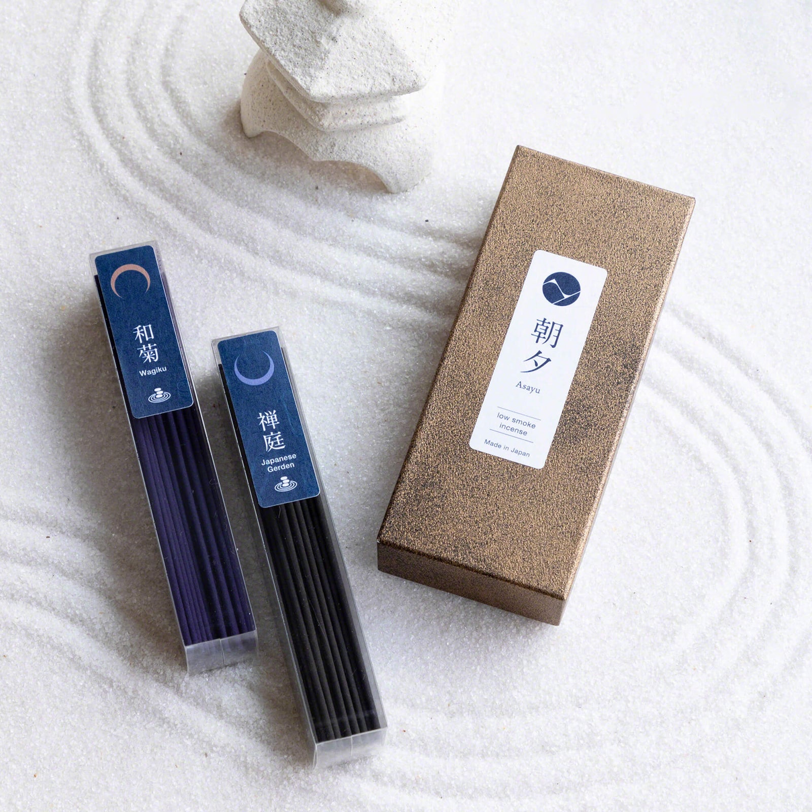 Asayu Japan Low Smoke Incense Sticks 40g Zen Scent Set [ Japanese Garden & Wagiku Chrysanthemum ] Made in Japan