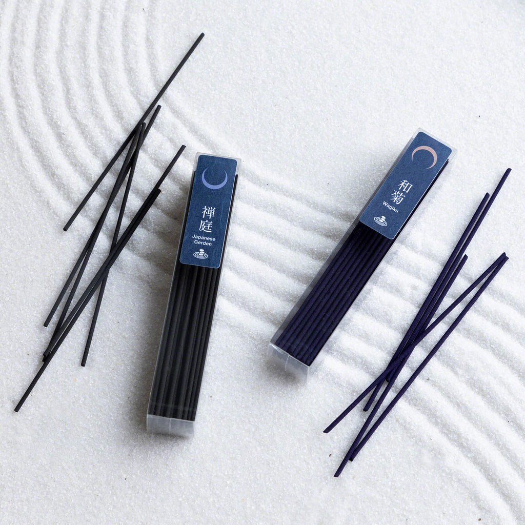 Asayu Japan Low Smoke Incense Sticks 40g Zen Scent Set [ Japanese Garden & Wagiku Chrysanthemum ] Made in Japan