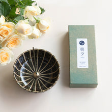 Load image into Gallery viewer, Asayu Japan Dark Green Lotus Incense Holder next to Floral Incense Set with Rose and Jasmine Low Smoke Incense Sticks and yellow roses.
