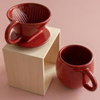 Chrome Red Ceramic Coffee Pour Over Maker Set
