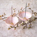 [ Free Shipping in continental US, CA, UK ] 100% Made in Japan Asayu Japan Cherry Blossom Pink Mini Sakura Lotus Incense Holder with Brass Incense Burner Stand for relaxation, meditation and yoga